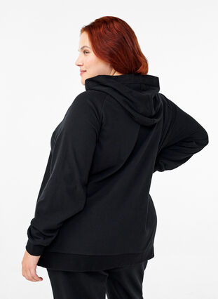 Zizzi Kofta i sweatshirt material med huva och fickor, Black, Model image number 1