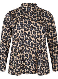 FLASH - Långärmad blus med turtleneck, Leopard Print 