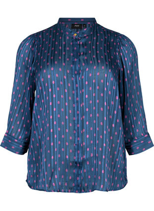 Zizzi Skjortblus med prickar , Vintage Indigo Dot, Packshot image number 0