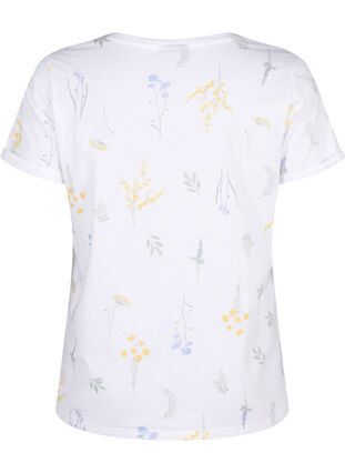 Zizzi T-shirt i ekologisk bomull med blommigt tryck, Bright W. AOP, Packshot image number 1