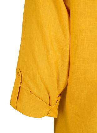 Zizzi Skjortblus i bomull med v-ringning, Golden Yellow, Packshot image number 3