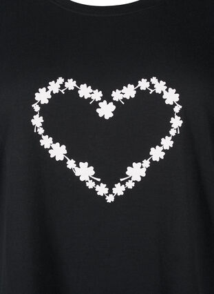 Zizzi T-shirt från FLASH med tryck, Black Flower Heart , Packshot image number 2