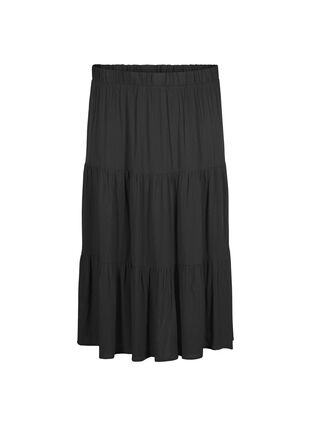 Zizzi Lång kjol med resår i midjan, Black, Packshot image number 0
