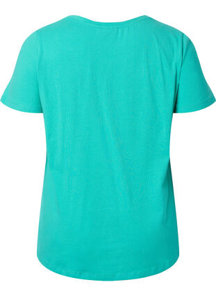 Zizzi Enfärgad bas-t-shirt i bomull, Aqua Green, Packshot image number 1