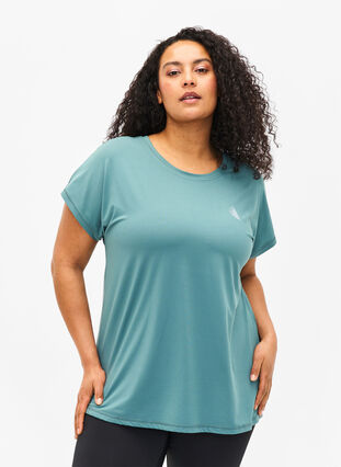 Zizzi Kortärmad t-shirt för träning, North Atlantic, Model image number 0