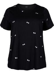 T-shirt i ekologisk bomull med rosetter., Black W. Bow Emb. 