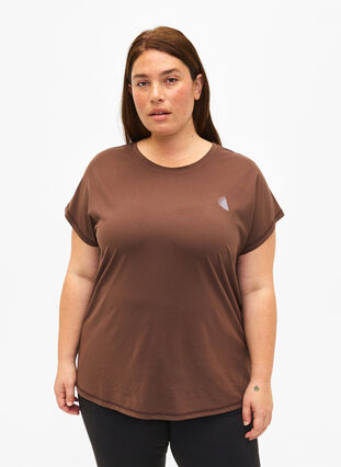 Zizzi Kortärmad t-shirt för träning, Chocolate Martini, Model image number 0