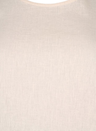 Zizzi Kortärmad blus i bomullsblandning med detaljer i linne och spets, Sandshell, Packshot image number 2