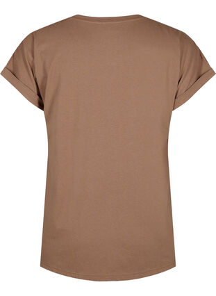 Zizzi Kortärmad t-shirt i bomullsblandning, Coca Mocha, Packshot image number 1