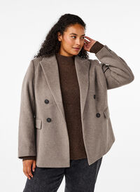 Ullblazer med borstad struktur, Desert Taupe Mel., Model