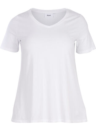 Zizzi Enfärgad bas-t-shirt i bomull, Bright White, Packshot image number 0