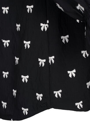 Zizzi Blus med rosetter och trekvartsärmar, Black White Bow, Packshot image number 4