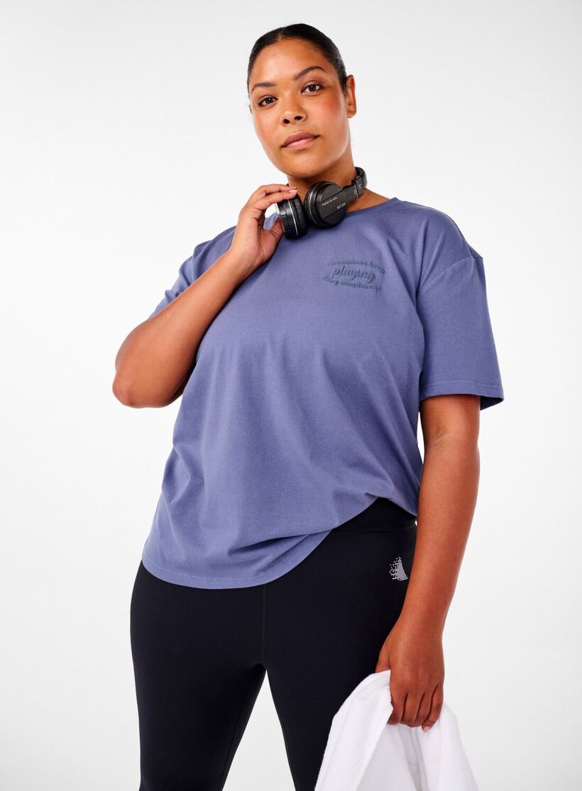 Zizzi Sportig t-shirt i ekologisk bomull, , Model, 1