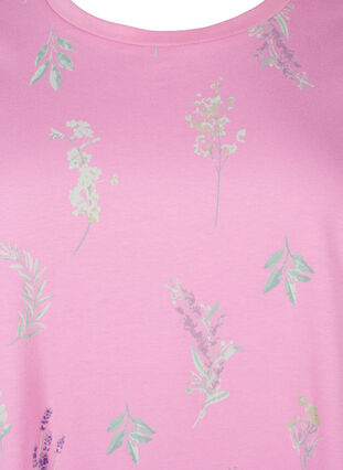 Zizzi T-shirt i ekologisk bomull med blommigt tryck, Rosebloom W. Flower, Packshot image number 2