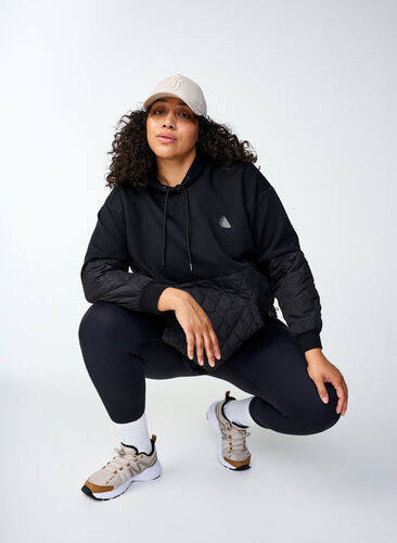 Zizzi Sweatshirt med huva och quilt, Black, Image image number 0