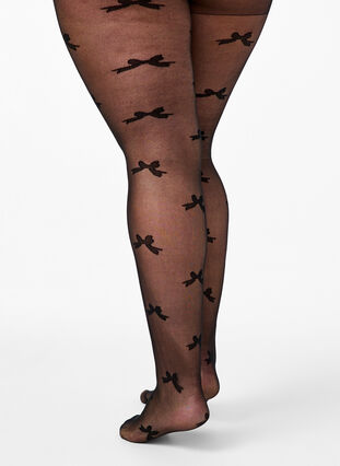 Zizzi  Tights i 30 denier med rosettmönster, Black, Packshot image number 1