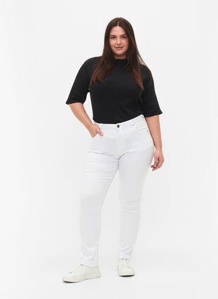 Zizzi Slim fit Emily jeans med normalhög midja, White, Model image number 0
