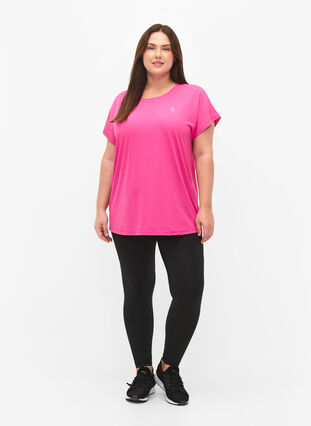 Zizzi Kortärmad t-shirt för träning, Raspberry Rose, Model image number 2