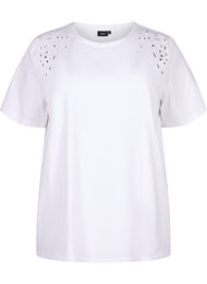 T-shirt i ekologisk bomull med broderade detaljer, Bright White