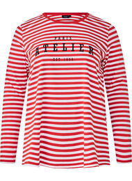 Randig blus med motiv, Whitew.FlameS.Stripe