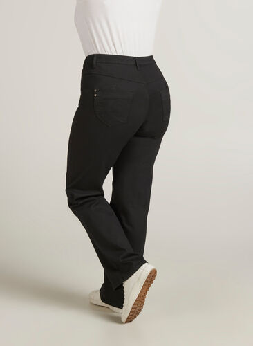 Zizzi Regular fit Gemma jeans med hög midja, Black, Model image number 1