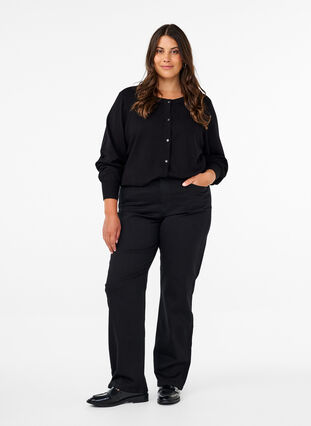 Zizzi Gemma-jeans med hög midja och rak passform, Black, Model image number 0