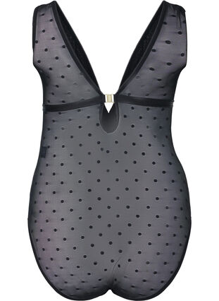 Zizzi Bodystocking med prickig mesh och avtagbara kuddar, Black, Packshot image number 1