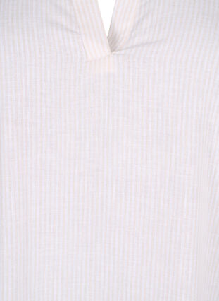 Zizzi Randig klänning i bomull och linne, Sandshell Wh. Stripe, Packshot image number 2