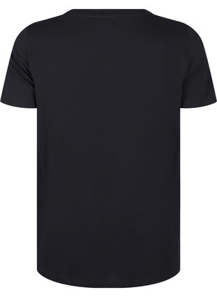 Zizzi T-shirt i bomull med strasstenar, Black, Packshot image number 1
