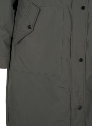 Zizzi Parkas med huva och justerbar midja, Black Olive, Packshot image number 3