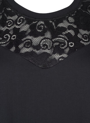 Zizzi Sweatshirt med spetsdetaljer, Black, Packshot image number 2