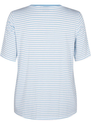 Zizzi Randig T-shirt i lyocell med rund hals, B White Dusk Blue St, Packshot image number 1