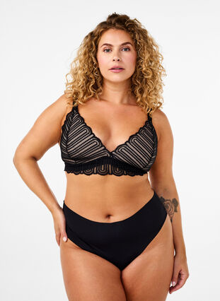 Zizzi Bralette med spets och mjuk vaddering, Black, Model image number 2