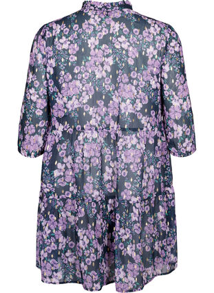 Zizzi Tunika i blommönster och lurex, Black Small Fl. AOP, Packshot image number 1