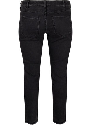 Zizzi Formklippta Emily jeans med fransig fåll, Dark Grey Denim, Packshot image number 1