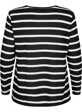 Zizzi Blus med ränder och lång ärm, Black Sand Stripe, Packshot image number 1