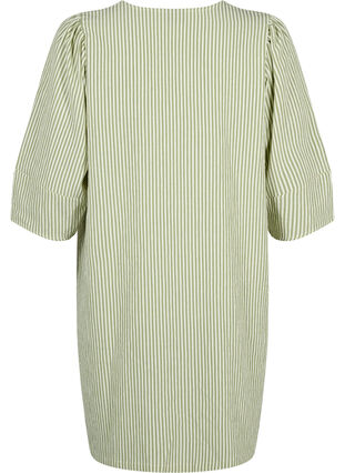 Zizzi Randig klänning med trekvartsärm, Green Stripe, Packshot image number 1