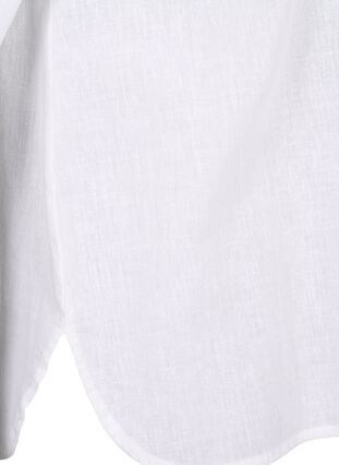 Zizzi Skjortblus med knappstängning i bomulls- och linneblandning, Bright White, Packshot image number 3