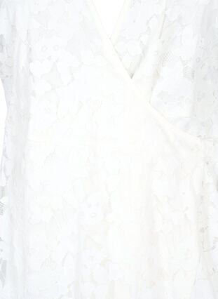Zizzi Omlottklänning med spets och korta ärmar, Bright White, Packshot image number 2
