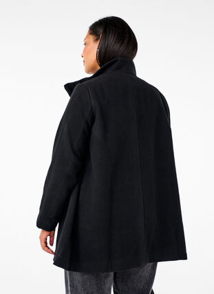 Zizzi Kort trenchcoat med A-linjeform, Black, Model image number 1