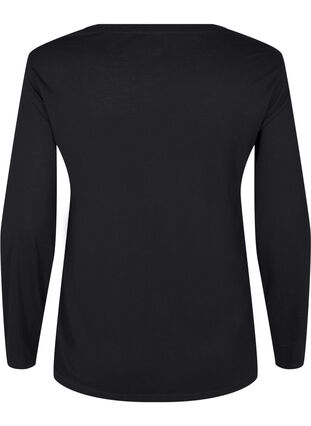 Zizzi Långärmad blus i ull och viskos, Black, Packshot image number 1