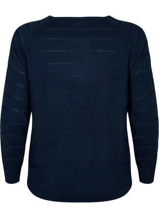 Zizzi Stickad blus med ton-i-ton ränder, Navy Blazer, Packshot image number 1