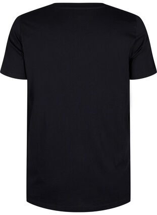 Zizzi T-shirt i bomull med strassmotiv, Black w. Dream, Packshot image number 1