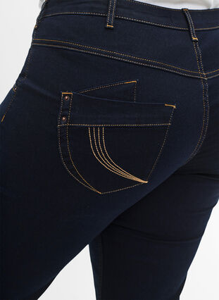 Zizzi Regular fit Gemma jeans med hög midja, Blue denim, Model image number 4