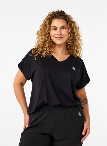 Zizzi V-ringad tränings-t-shirt, Black, Model image number 0