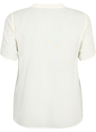 Zizzi Kortärmad skjortblus med broderi anglaise, Antique White, Packshot image number 1