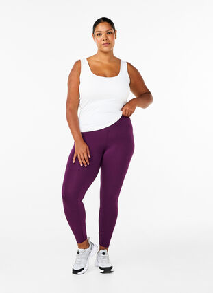 Zizzi Basic leggings i viskos, Potent Purple, Model image number 2