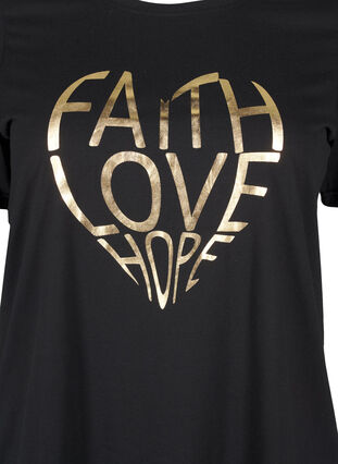 Zizzi FLASH - T-shirt med motiv, Black Gold Faith, Packshot image number 2