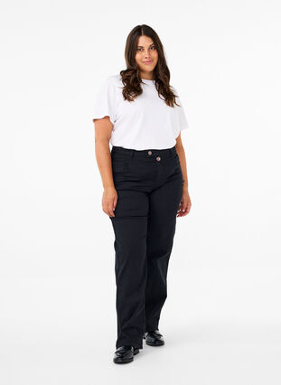 Zizzi Regular fit Gemma jeans med hög midja, Black, Model image number 0