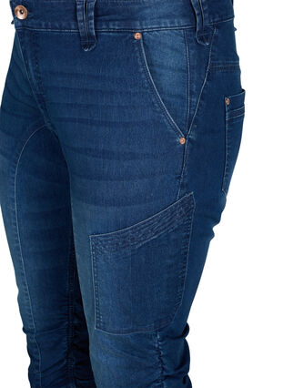 Zizzi Slim fit capri-jeans med fickor, Dark blue denim, Packshot image number 2